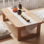 Traditional Japanese Medium-Density Fiberboard Rounded Rectangular Ended Table 1-Tier Folding Design For Living Room