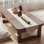 Traditional Japanese Medium-Density Fiberboard Rounded Rectangular Ended Table 1-Tier Folding Design For Living Room