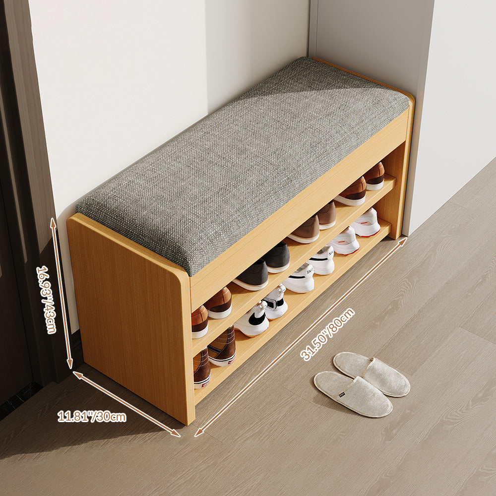 Traditional Vintage Solid Wood Linen Flip-Top Rectangular Shoe Storage With 2/3-Tiers For Entryway & Living Room