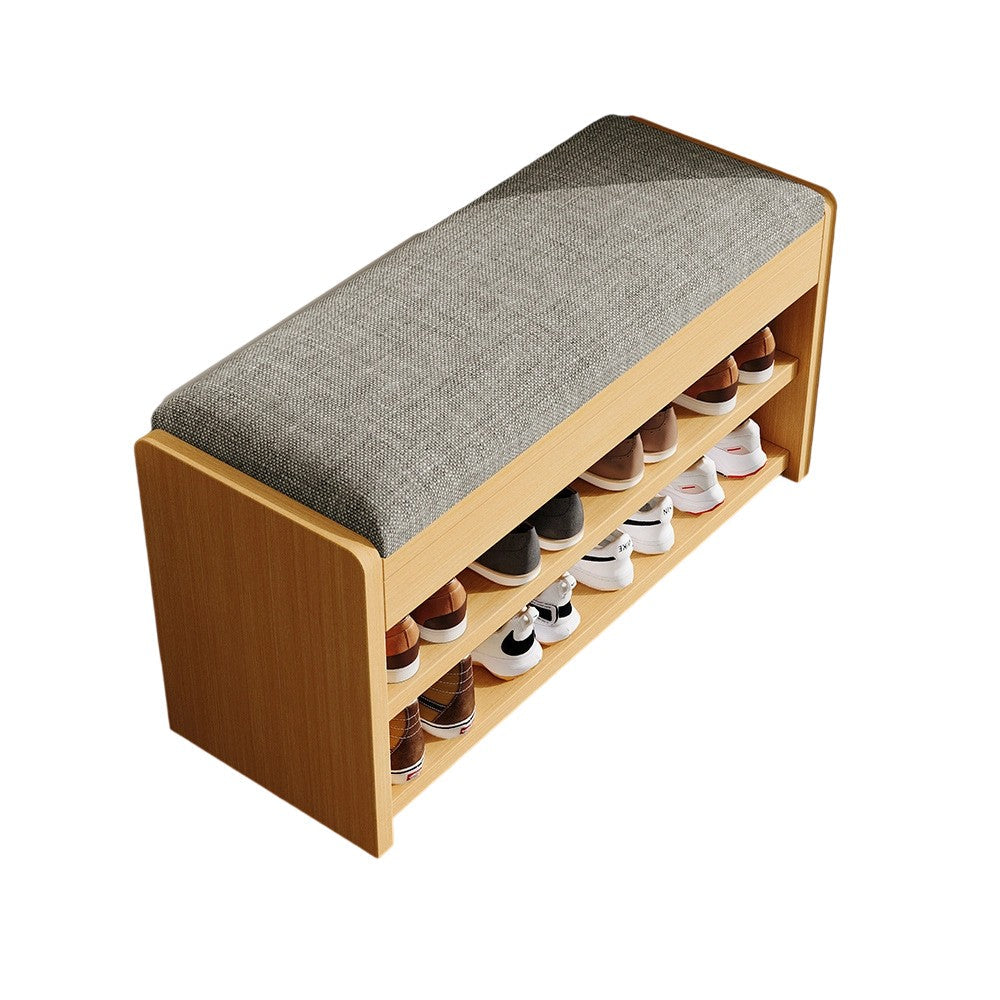 Traditional Vintage Solid Wood Linen Flip-Top Rectangular Shoe Storage With 2/3-Tiers For Entryway & Living Room