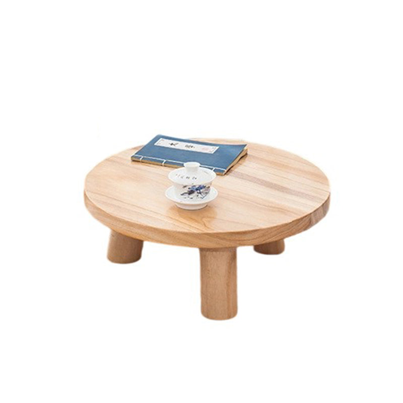 Traditional Japanese Solid Wood Round Cylindrical End Table 1-Tier For Living Room