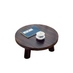 Traditional Japanese Solid Wood Round Cylindrical End Table 1-Tier For Living Room