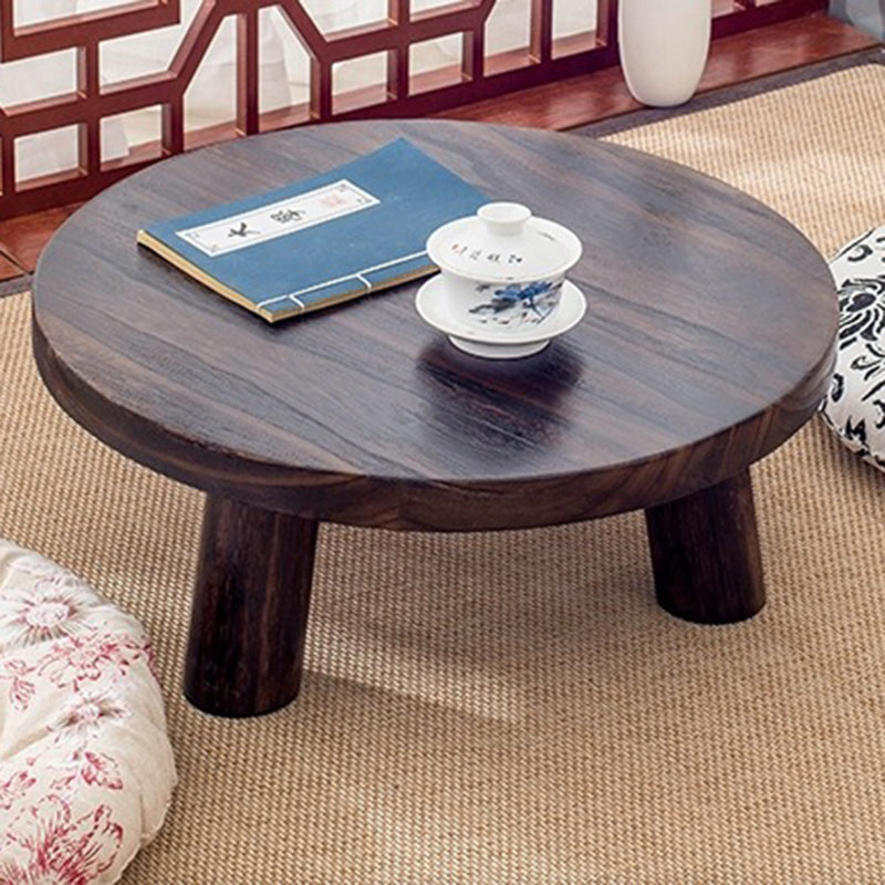Traditional Japanese Solid Wood Round Cylindrical End Table 1-Tier For Living Room