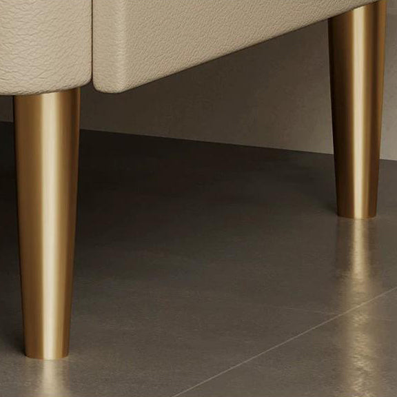 Contemporary Scandinavian Sintered Stone Cat-Scratch Leather MDF Stainless Steel Rounded Square Cylinder Nightstand With 2 Drawers For Bedroom