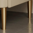 Contemporary Scandinavian Sintered Stone Cat-Scratch Leather MDF Stainless Steel Rounded Square Cylinder Nightstand With 2 Drawers For Bedroom