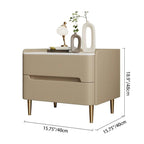 Contemporary Scandinavian Sintered Stone Cat-Scratch Leather MDF Stainless Steel Rounded Square Cylinder Nightstand With 2 Drawers For Bedroom