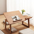 Mesa auxiliar rectangular plegable de madera maciza japonesa tradicional de 1 nivel para sala de estar