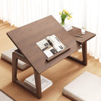 Mesa auxiliar rectangular plegable de madera maciza japonesa tradicional de 1 nivel para sala de estar