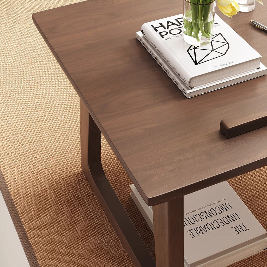 Mesa auxiliar rectangular plegable de madera maciza japonesa tradicional de 1 nivel para sala de estar
