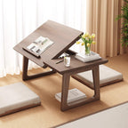 Mesa auxiliar rectangular plegable de madera maciza japonesa tradicional de 1 nivel para sala de estar