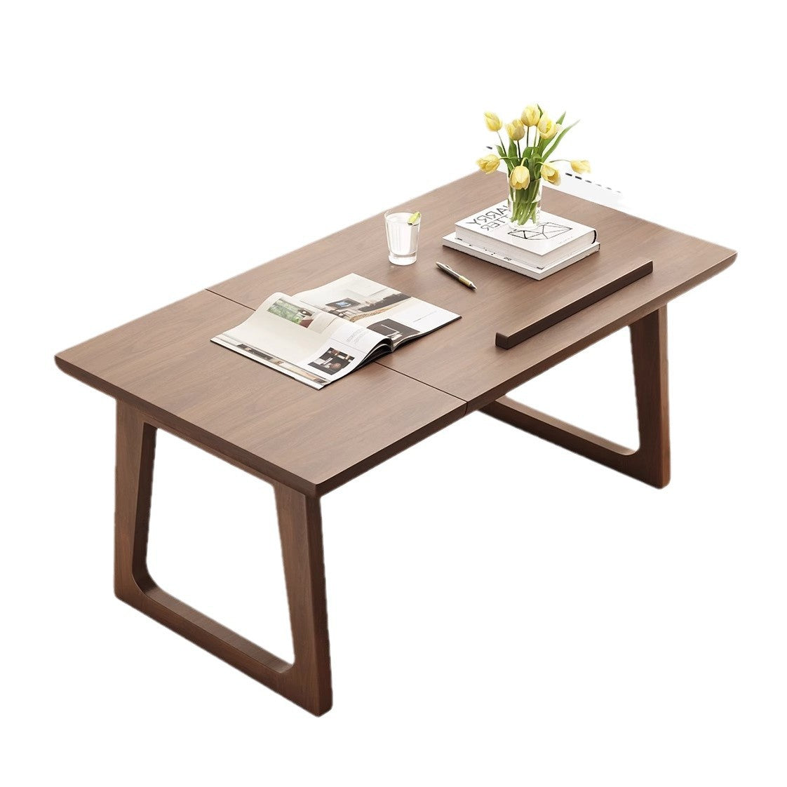 Mesa auxiliar rectangular plegable de madera maciza japonesa tradicional de 1 nivel para sala de estar