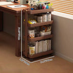 Traditional Vintage Solid Wood Mobile Rectangular End Table 4-Tier For Living Room
