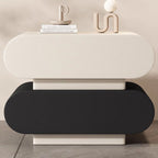 Contemporary Creative Microfiber Leather Pine Wood Rounded Square Nightstand 2-Drawer For Bedroom