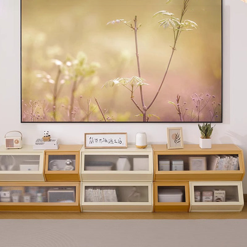 Contemporary Scandinavian Bamboo Acrylic ABS Irregular Pentagon Stackable Storage Cabinet With 1 Cabinet For Living Room