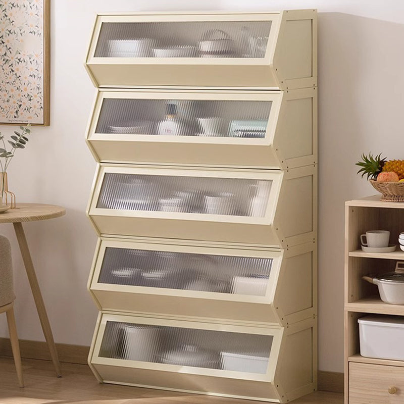 Contemporary Scandinavian Bamboo Acrylic ABS Irregular Pentagon Stackable Storage Cabinet With 1 Cabinet For Living Room