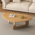 Traditional Japanese Rubberwood Rounded Triangle Coffee Table 1-Tier For Living Room