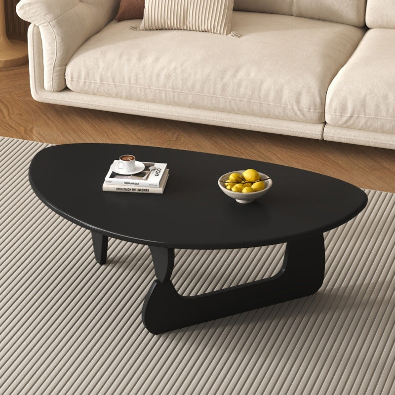 Mesa de centro tradicional japonesa de caucho con diseño de triángulo redondeado de 1 nivel para sala de estar