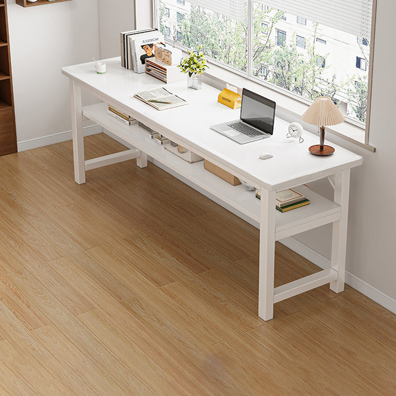 Traditional Vintage Engineered Wood Carbon Steel Rectangular Office Desk 2 Tier For Bedroom