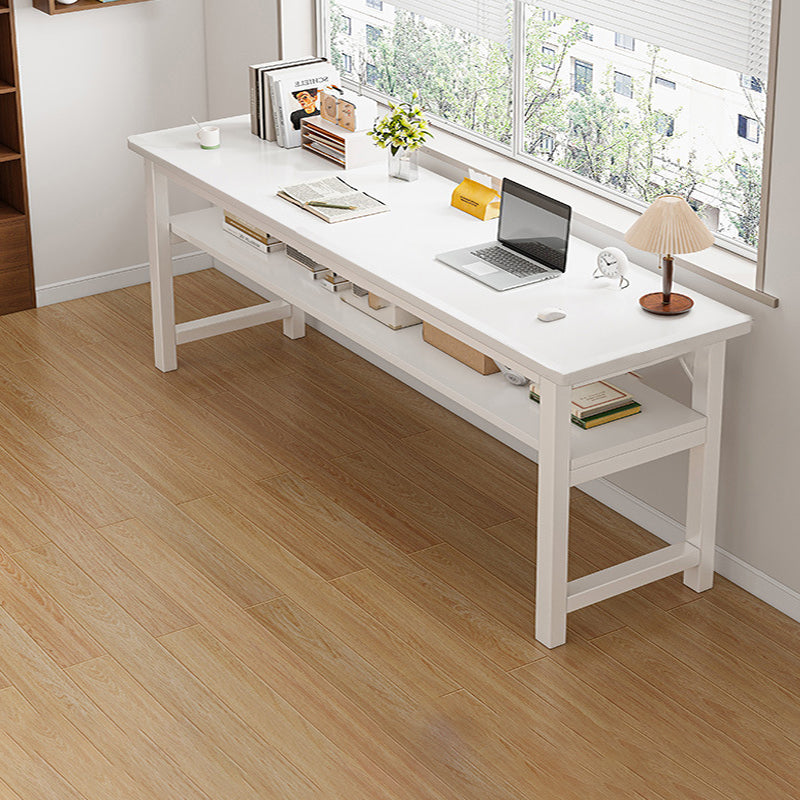 Traditional Vintage Engineered Wood Carbon Steel Rectangular Office Desk 2 Tier For Bedroom