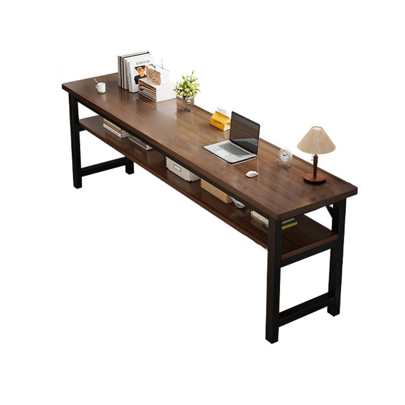 Traditional Vintage Engineered Wood Carbon Steel Rectangular Office Desk 2 Tier For Bedroom