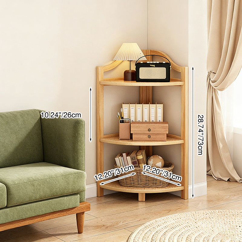 Modern Minimalist Bamboo Fan-Shaped Right-Angle Corner Shelf Unit 3/4/5/6 Tier For Living Room