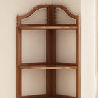 Modern Minimalist Bamboo Fan-Shaped Right-Angle Corner Shelf Unit 3/4/5/6 Tier For Living Room
