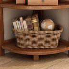 Modern Minimalist Bamboo Fan-Shaped Right-Angle Corner Shelf Unit 3/4/5/6 Tier For Living Room