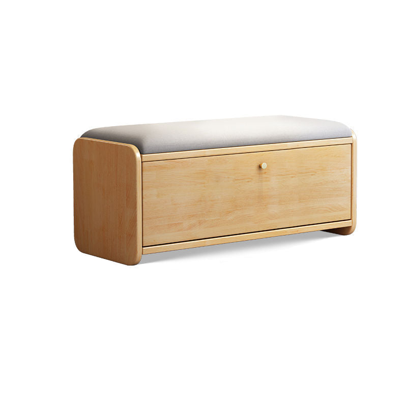 Contemporary Scandinavian Eco-board Linen Rounded Rectangular Shoe Bench 2-Tier For Living Room