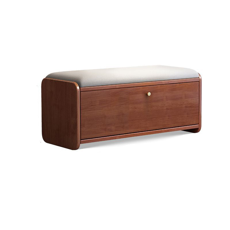 Contemporary Scandinavian Eco-board Linen Rounded Rectangular Shoe Bench 2-Tier For Living Room