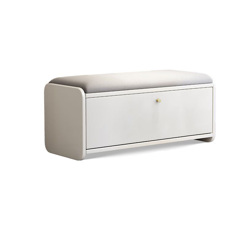 Contemporary Scandinavian Eco-board Linen Rounded Rectangular Shoe Bench 2-Tier For Living Room