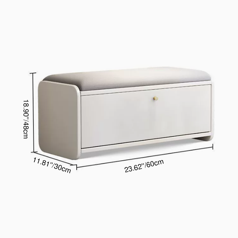 Contemporary Scandinavian Eco-board Linen Rounded Rectangular Shoe Bench 2-Tier For Living Room