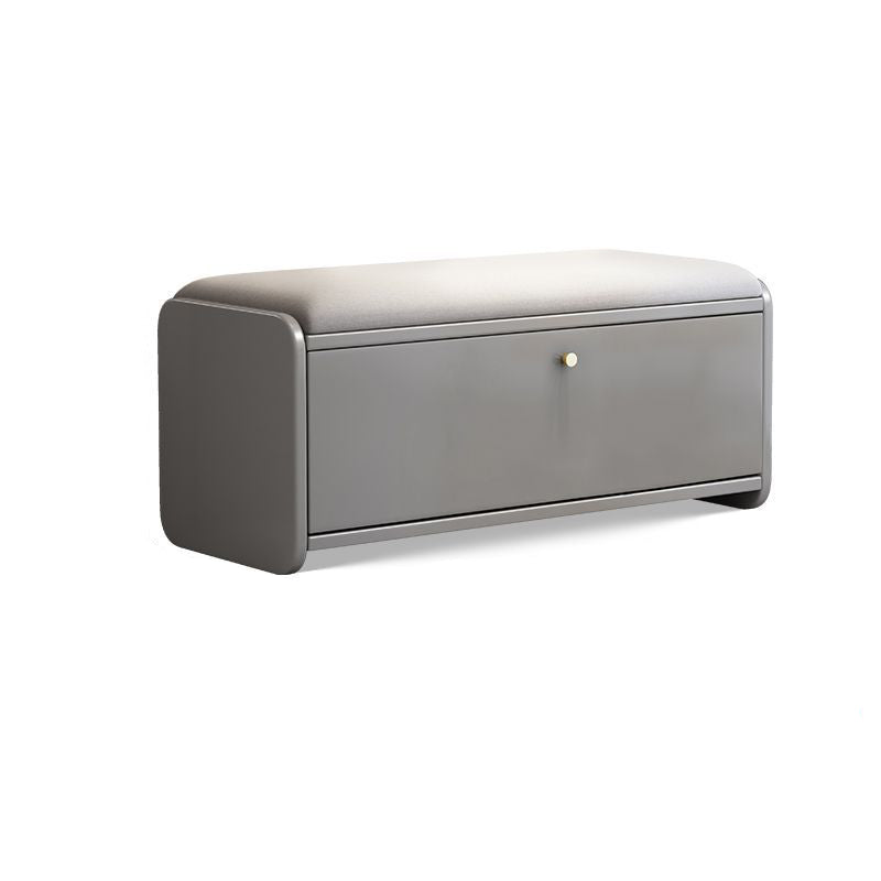 Contemporary Scandinavian Eco-board Linen Rounded Rectangular Shoe Bench 2-Tier For Living Room