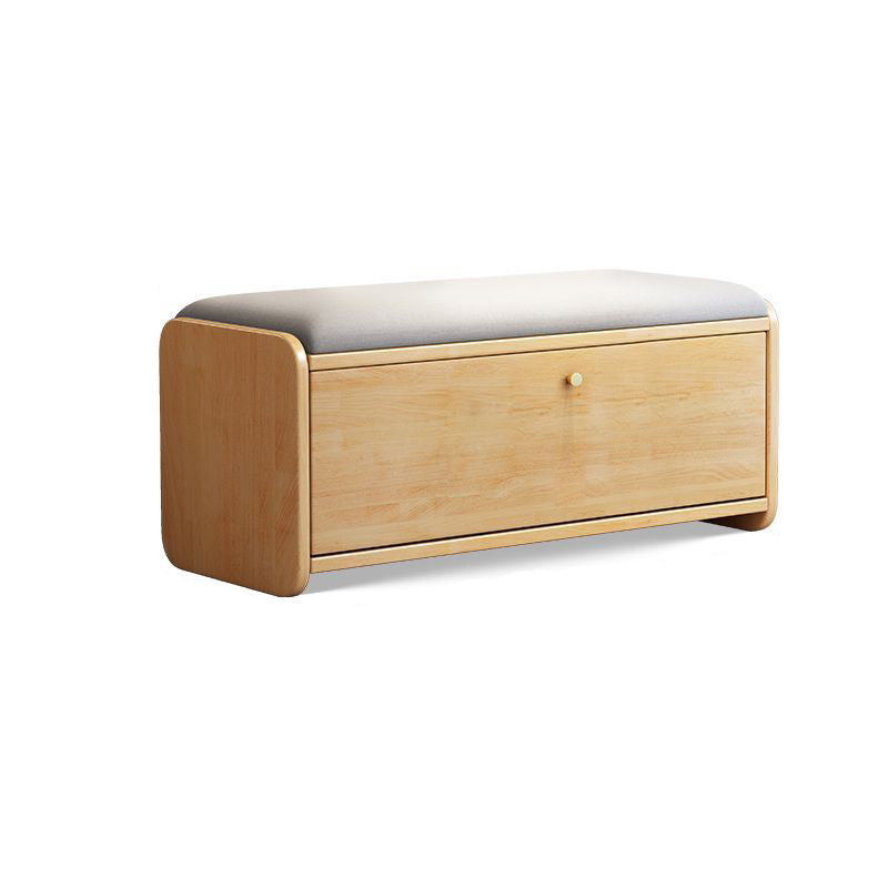 Contemporary Scandinavian Eco-board Linen Rounded Rectangular Shoe Bench 2-Tier For Living Room