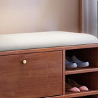 Contemporary Scandinavian Eco-board Linen Rounded Rectangular Shoe Bench 2-Tier For Living Room
