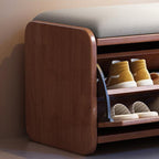 Contemporary Scandinavian Eco-board Linen Rounded Rectangular Shoe Bench 2-Tier For Living Room