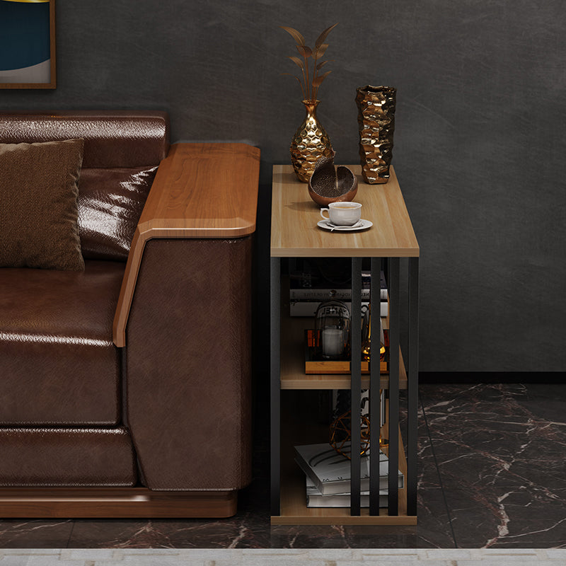 Traditional Vintage Rectangular Particle Board Steel End Table 3-Tier For Living Room