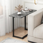 Modern Minimalist Rectangular Sintered Stone Carbon Steel Side Table 1-Tier For Living Room