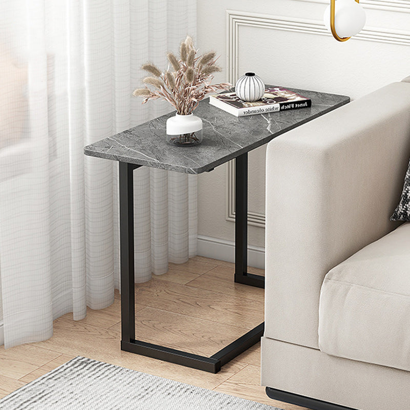 Modern Minimalist Rectangular Sintered Stone Carbon Steel Side Table 1-Tier For Living Room