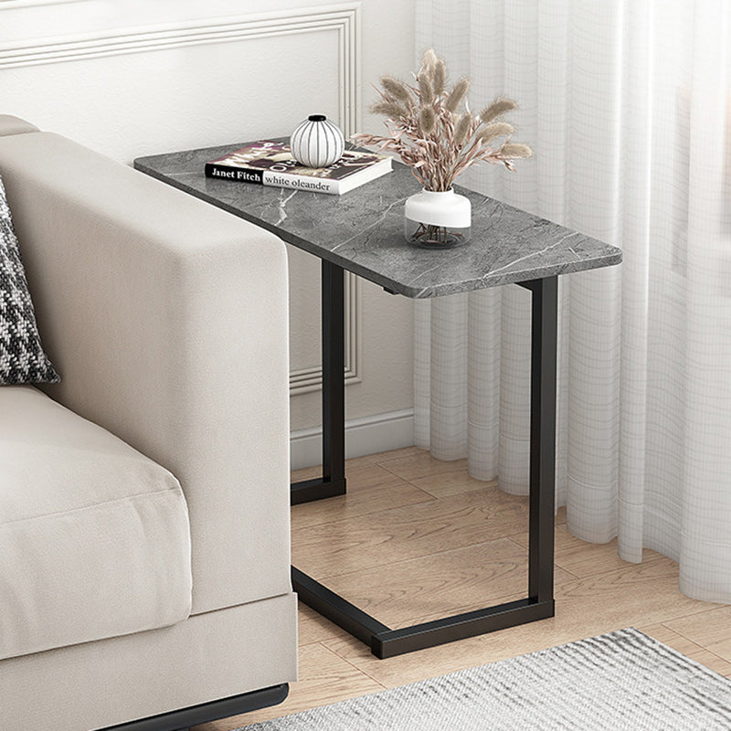 Modern Minimalist Rectangular Sintered Stone Carbon Steel Side Table 1-Tier For Living Room