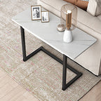 Modern Minimalist Rectangular Sintered Stone Carbon Steel Side Table 1-Tier For Living Room