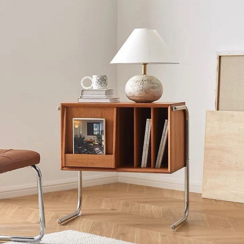 Traditional Japanese Rectangular Plywood Stainless Steel End Table Storage Cabinet For Living Room