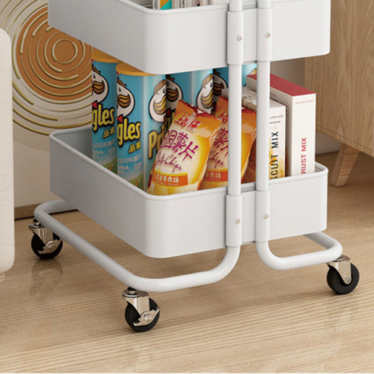 Mesa auxiliar rectangular contemporánea nórdica de acero al carbono con marco, carro con ruedas, estantes de almacenamiento de 3 niveles para sala de estar