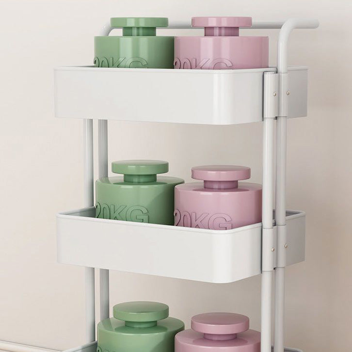 Mesa auxiliar rectangular contemporánea nórdica de acero al carbono con marco, carro con ruedas, estantes de almacenamiento de 3 niveles para sala de estar