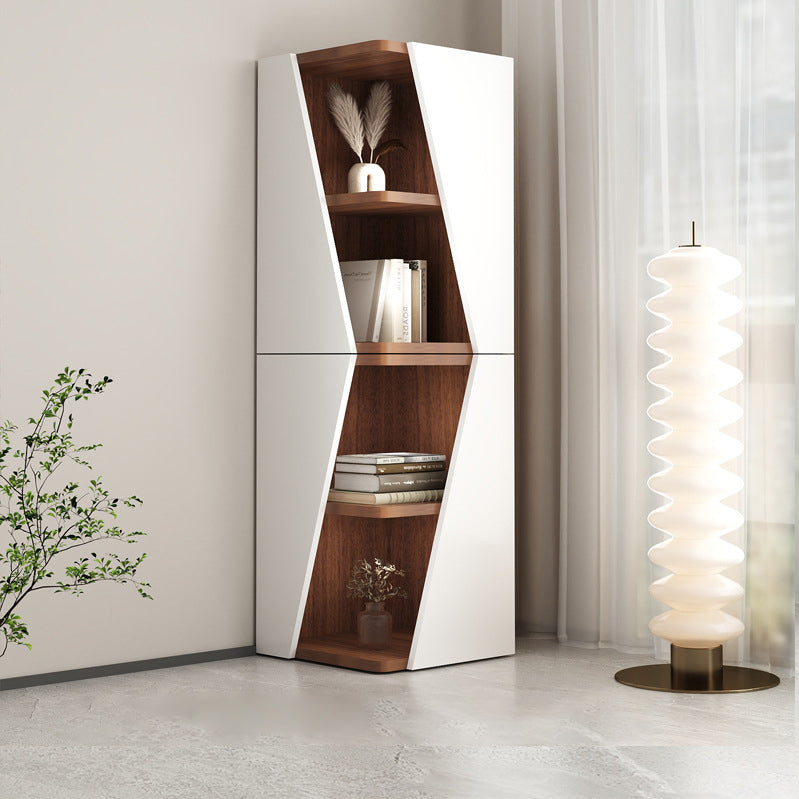 Modern Minimalist Triangle MDF Compact Corner Bookcase 2/4/6-Tier Storage Rack For Home Office