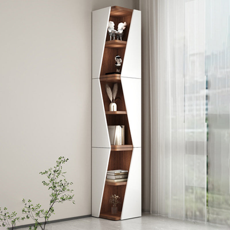 Modern Minimalist Triangle MDF Compact Corner Bookcase 2/4/6-Tier Storage Rack For Home Office