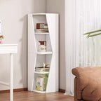 Estantería esquinera compacta de MDF con diseño triangular, minimalista y moderno, con 2/4/6 niveles de almacenamiento para oficina en casa