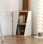 Estantería esquinera compacta de MDF con diseño triangular, minimalista y moderno, con 2/4/6 niveles de almacenamiento para oficina en casa
