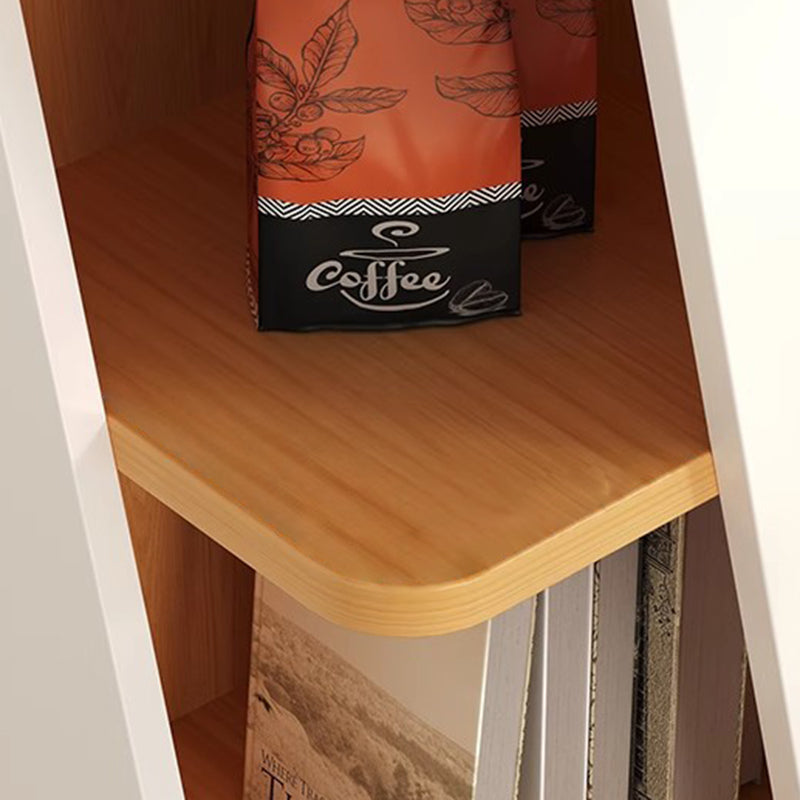 Estantería esquinera compacta de MDF con diseño triangular, minimalista y moderno, con 2/4/6 niveles de almacenamiento para oficina en casa