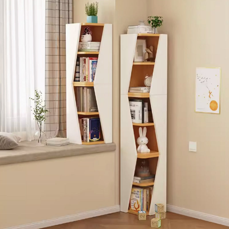 Modern Minimalist Triangle MDF Compact Corner Bookcase 2/4/6-Tier Storage Rack For Home Office