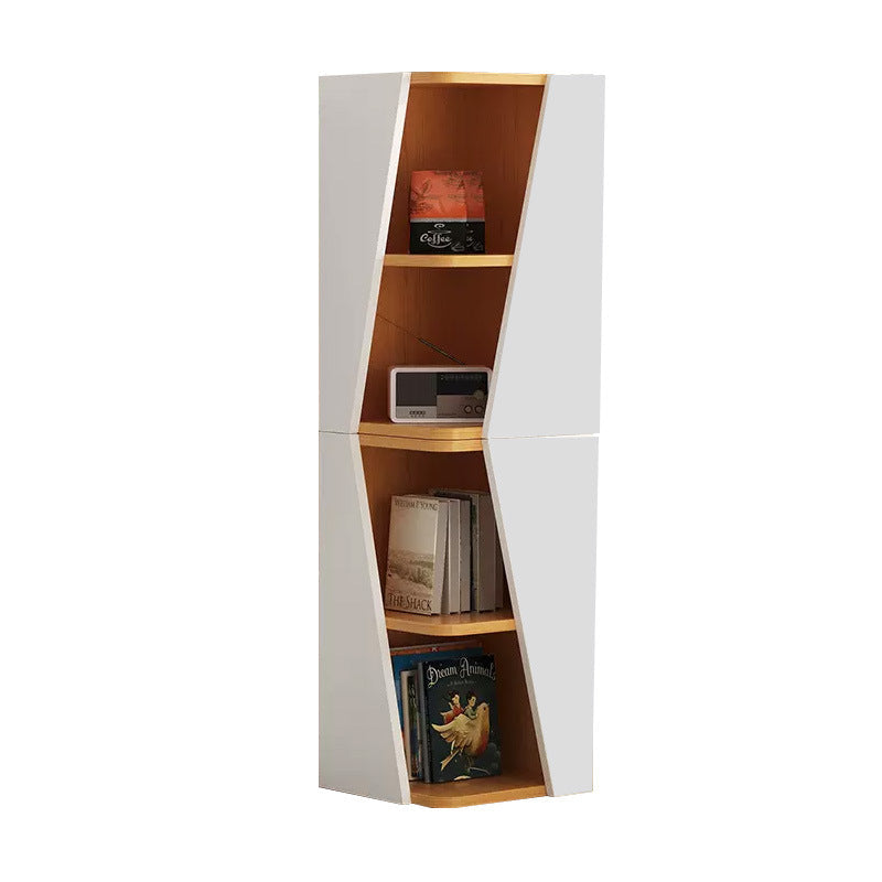 Estantería esquinera compacta de MDF con diseño triangular, minimalista y moderno, con 2/4/6 niveles de almacenamiento para oficina en casa